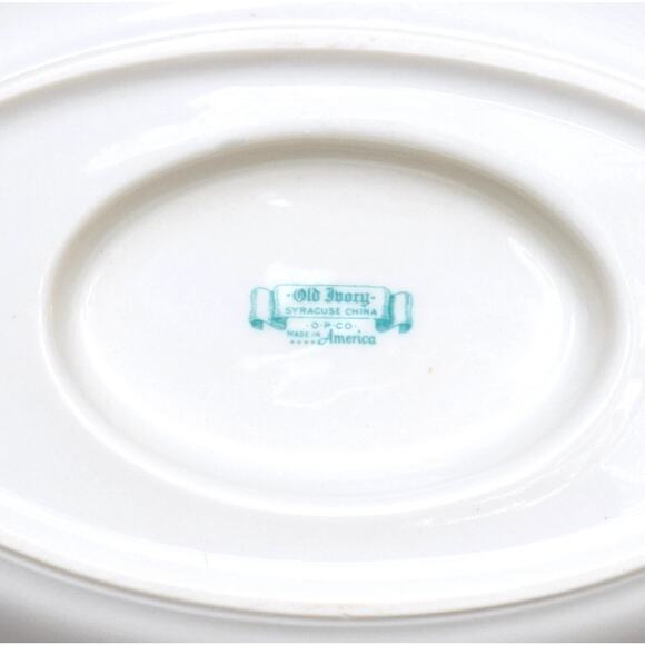 Syracuse China Ivory Gravy Boat with Underplate Golden Laurel Pattern Vintage - Picture 4 of 4